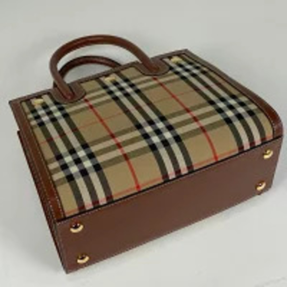 Burberry Multicolor Shoulder Handbag Canvas Check Brown Tote Bag Brown
